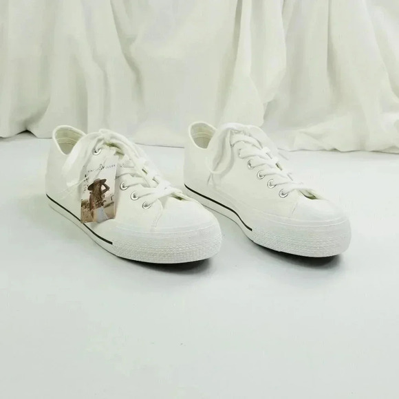 Sincerely Jules Size 10M Women's Vince White Lace Up Low Top Round Toe Sneakers - Picture 6 of 12